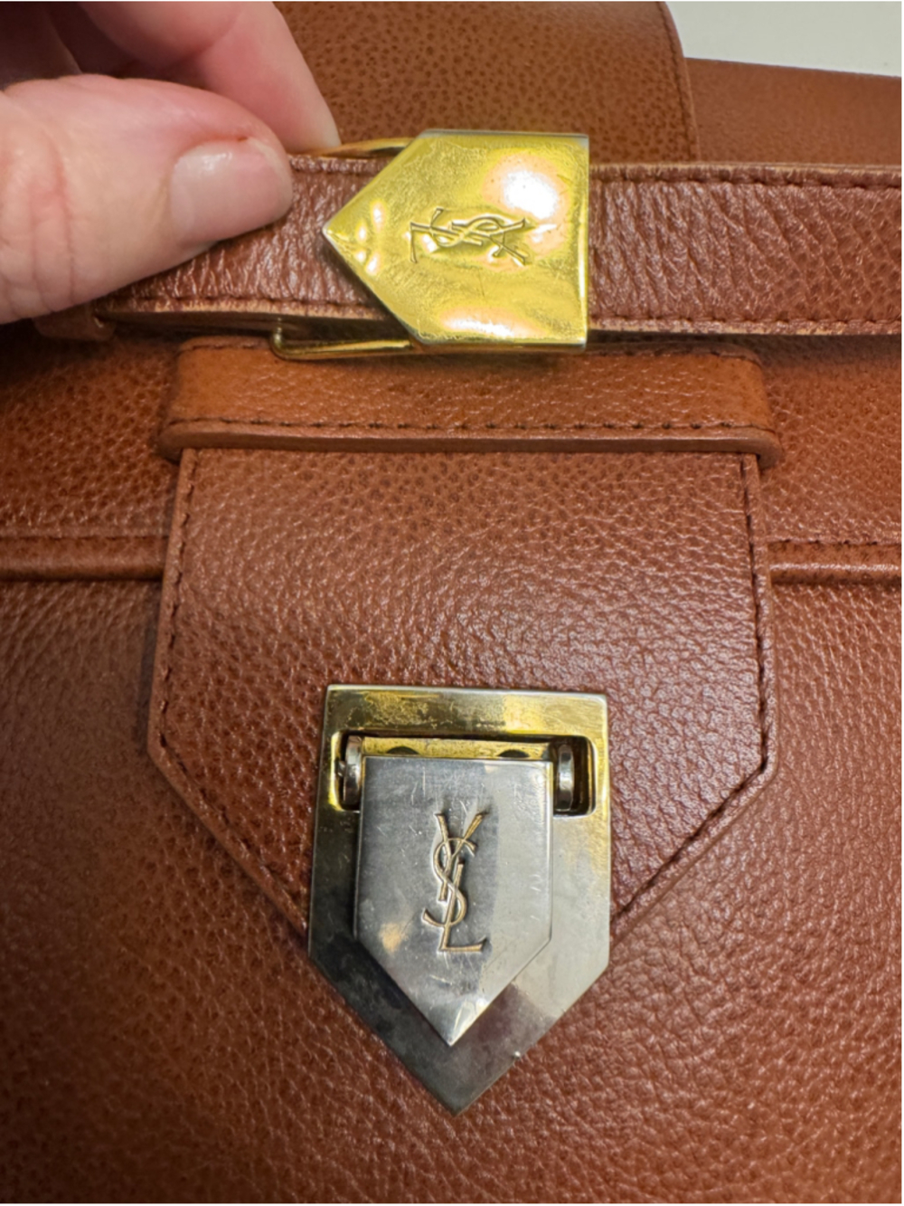 YSL Brown Leather Saddle Crossbody Vintage Bag - Picture 4 of 15
